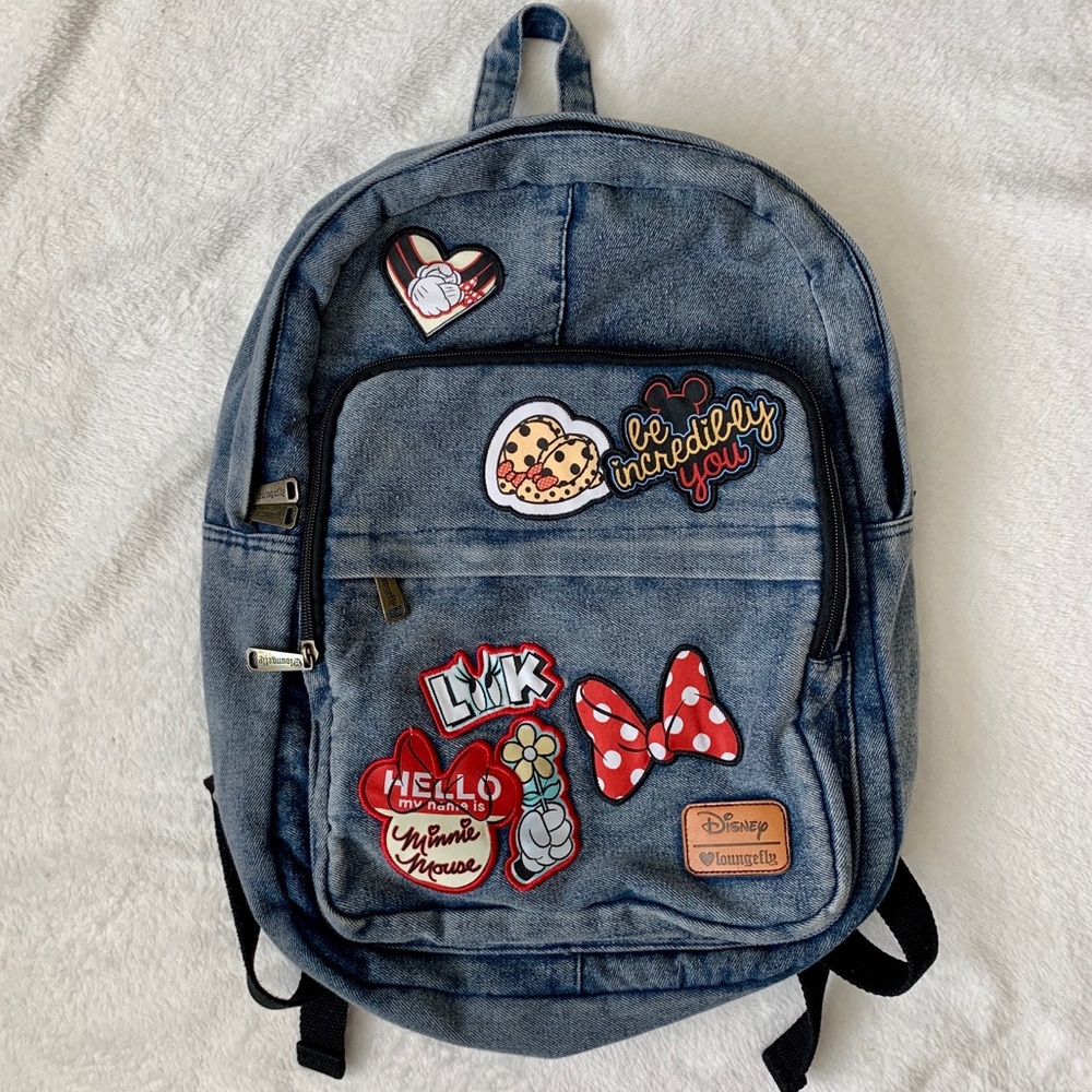 Loungefly Disney Minnie Mouse Denim Patch Backpack